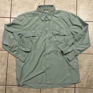 Simms Shirt Mens XL Green Guide Series Fishing Long Sleeve Button Up Vented
